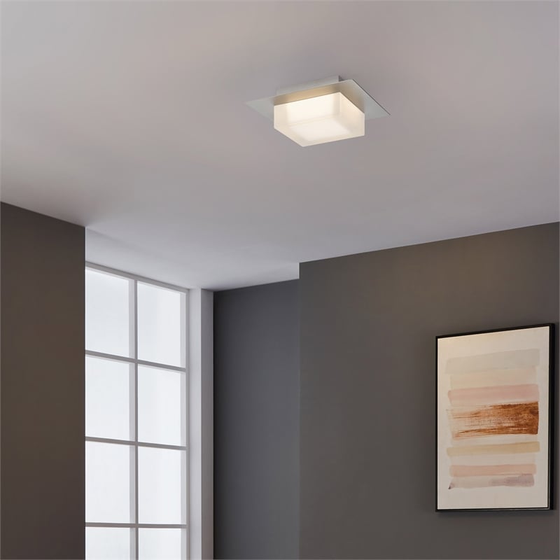 Bowery Hill Modern 8-inch Brushed Stainless Steel LED Outdoor Flush Mount