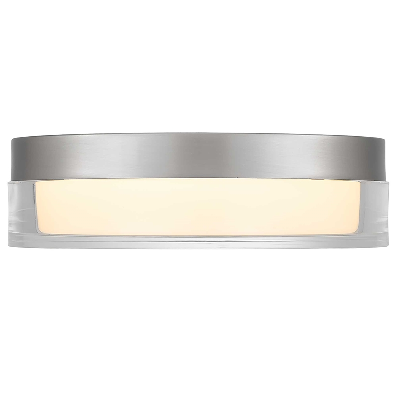 Bowery Hill Modern Stainless Steel 9-inch LED Outdoor Flush Mount in Silver