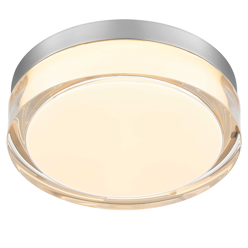 Bowery Hill Modern Stainless Steel 9-inch LED Outdoor Flush Mount in Silver