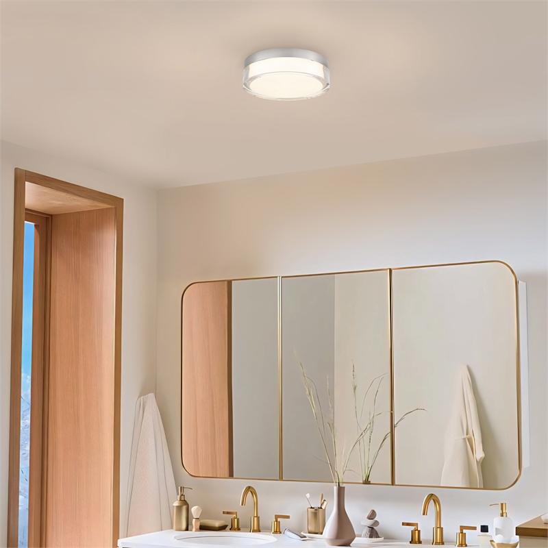 Bowery Hill Modern Stainless Steel 9-inch LED Outdoor Flush Mount in Silver