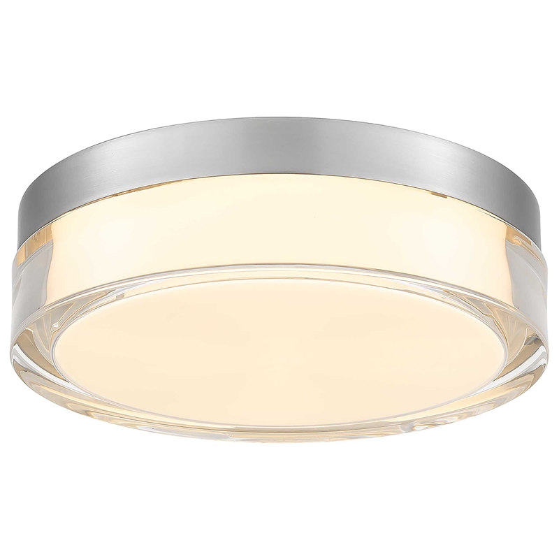 Bowery Hill Modern Stainless Steel 9-inch LED Outdoor Flush Mount in Silver