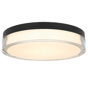 Bowery Hill Modern Stainless Steel 12-inch LED Outdoor Flush Mount in Black