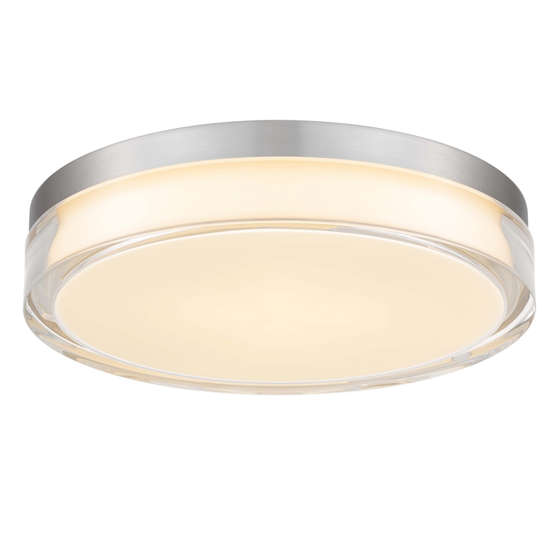 Bowery Hill Modern Stainless Steel 12-inch LED Outdoor Flush Mount in Silver