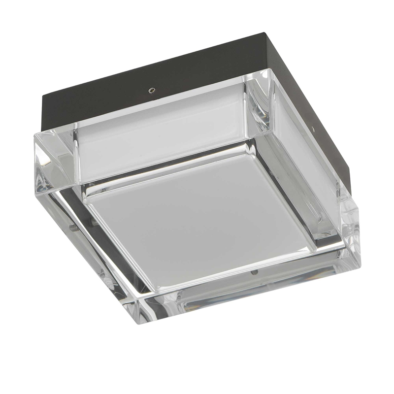 Bowery Hill Modern Stainless Steel 5-inch LED Outdoor Flush Mount in Black