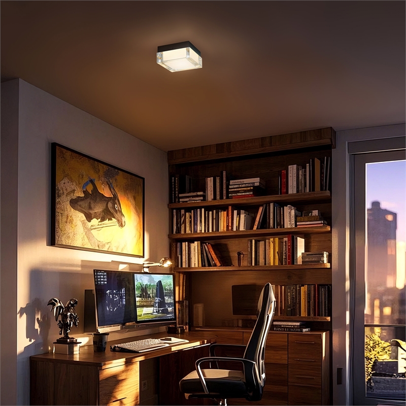 Bowery Hill Modern Stainless Steel 5-inch LED Outdoor Flush Mount in Black