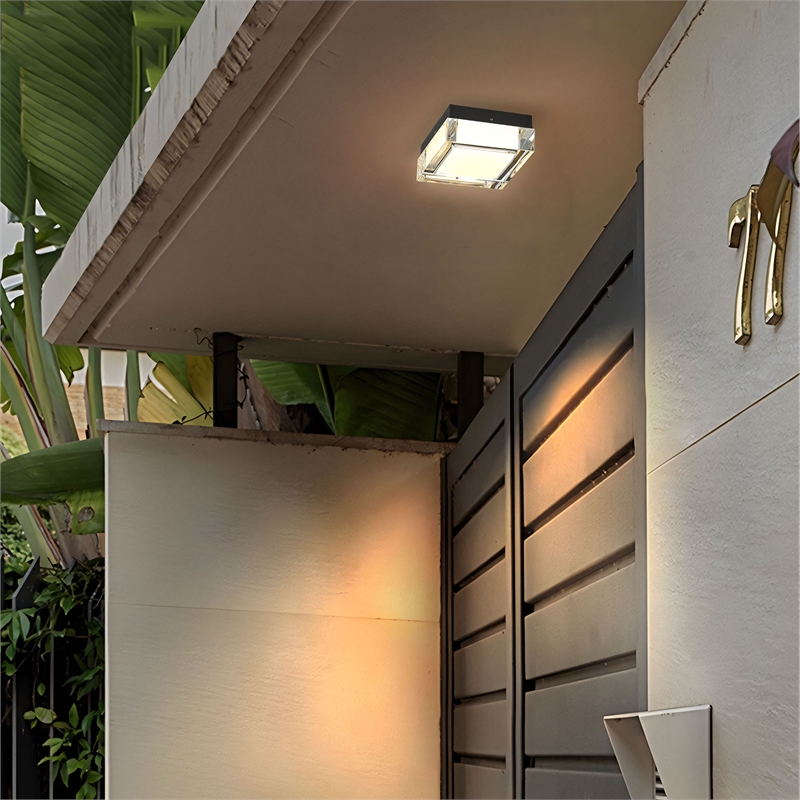Bowery Hill Modern Stainless Steel 5-inch LED Outdoor Flush Mount in Black