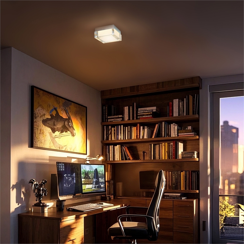 Bowery Hill Modern Stainless Steel 5-inch LED Outdoor Flush Mount in Silver