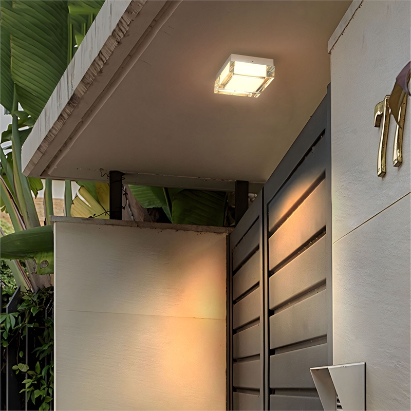 Bowery Hill Modern Stainless Steel 5-inch LED Outdoor Flush Mount in Silver