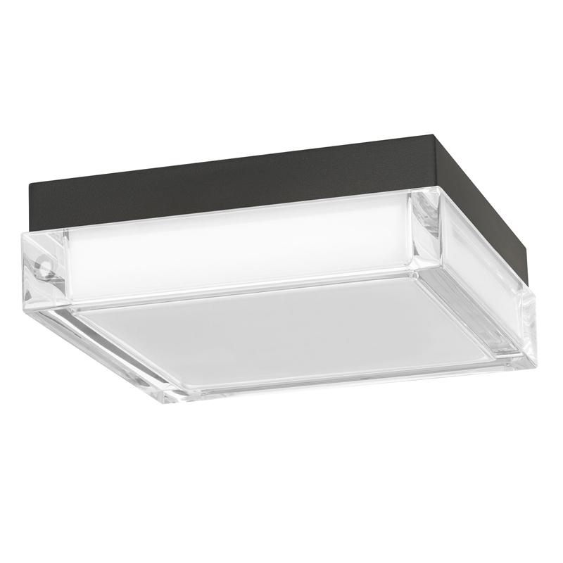 Bowery Hill Modern Stainless Steel 8-inch LED Outdoor Flush Mount in Black