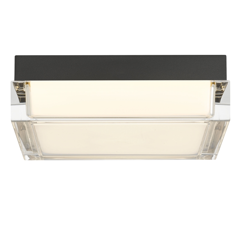 Bowery Hill Modern Stainless Steel 8-inch LED Outdoor Flush Mount in Black