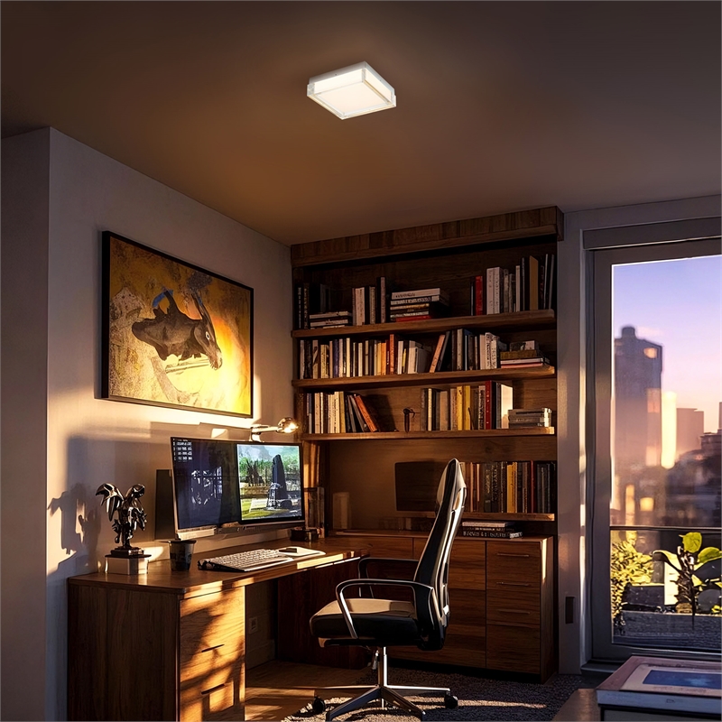 Bowery Hill Modern Stainless Steel 8-inch LED Outdoor Flush Mount in Silver