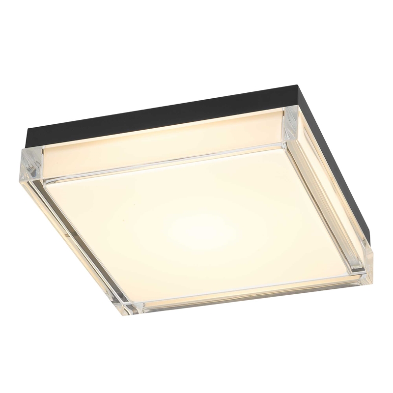 Bowery Hill Modern Stainless Steel 11-inch LED Outdoor Flush Mount in Black