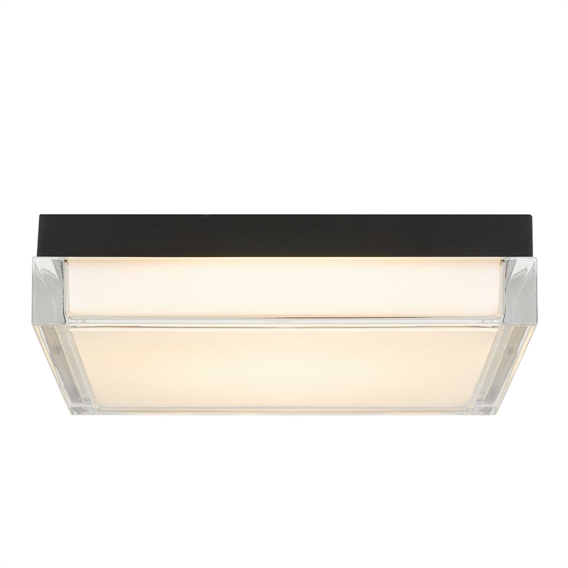 Bowery Hill Modern Stainless Steel 11-inch LED Outdoor Flush Mount in Black