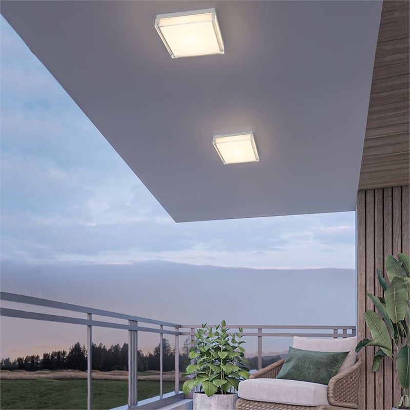 Bowery Hill Modern Stainless Steel 11-inch LED Outdoor Flush Mount in Silver