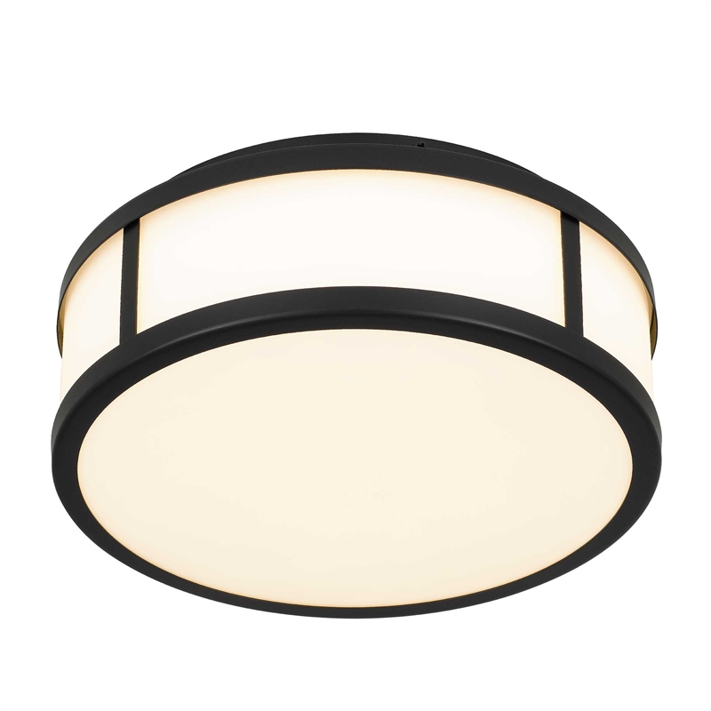 Bowery Hill Modern Stainless Steel 10-inch LED Outdoor Flush Mount in Black
