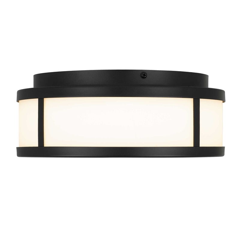 Bowery Hill Modern Stainless Steel 10-inch LED Outdoor Flush Mount in Black