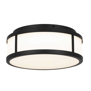 Bowery Hill Modern Stainless Steel 10-inch LED Outdoor Flush Mount in Black