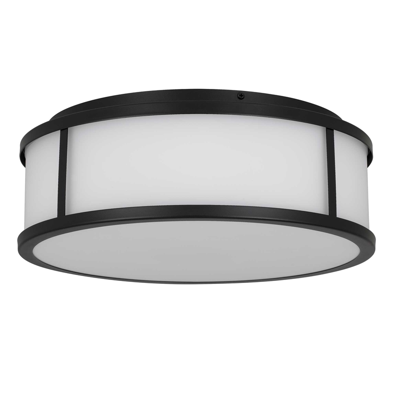 Bowery Hill Modern Stainless Steel 14-inch LED Outdoor Flush Mount in Black