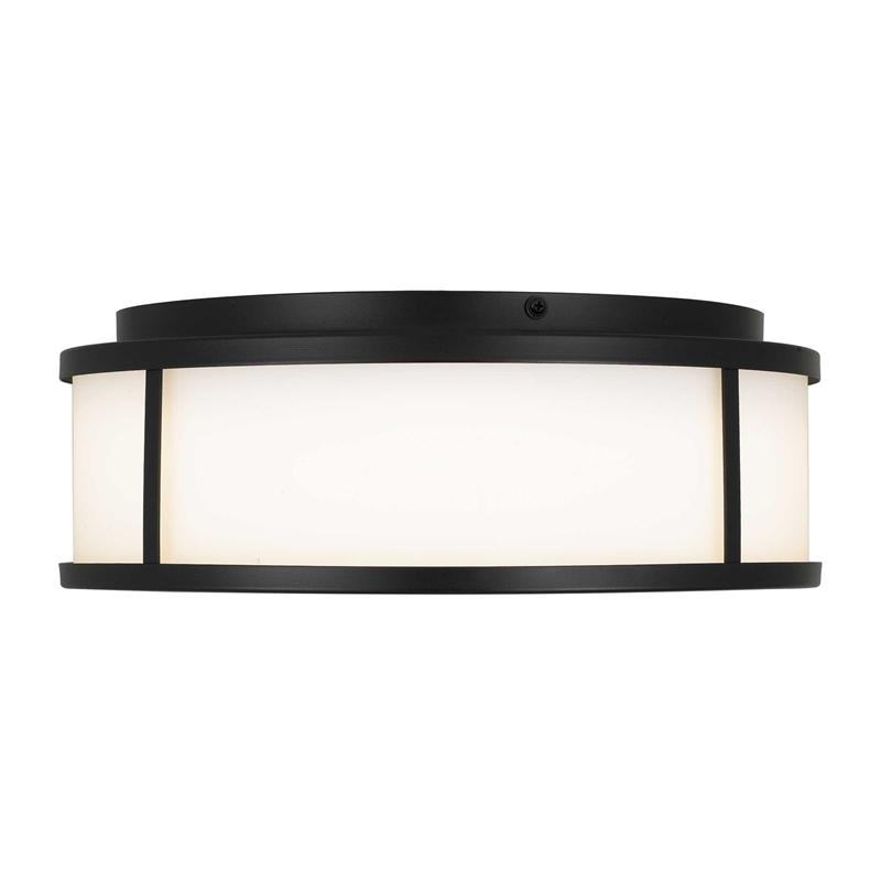 Bowery Hill Modern Stainless Steel 14-inch LED Outdoor Flush Mount in Black