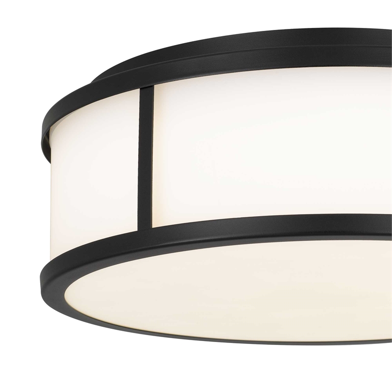 Bowery Hill Modern Stainless Steel 14-inch LED Outdoor Flush Mount in Black