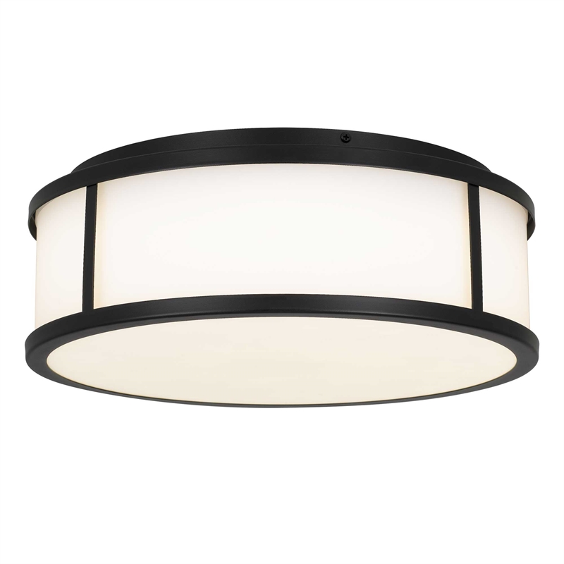 Bowery Hill Modern Stainless Steel 14-inch LED Outdoor Flush Mount in Black
