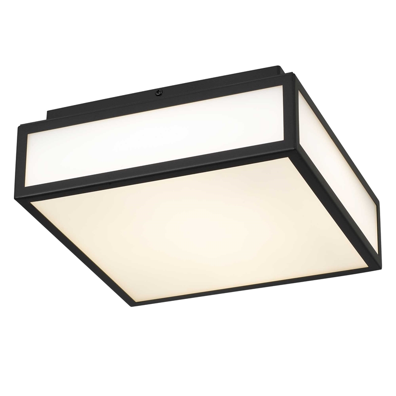 Bowery Hill Modern Stainless Steel 10-inch LED Outdoor Flush Mount in Black