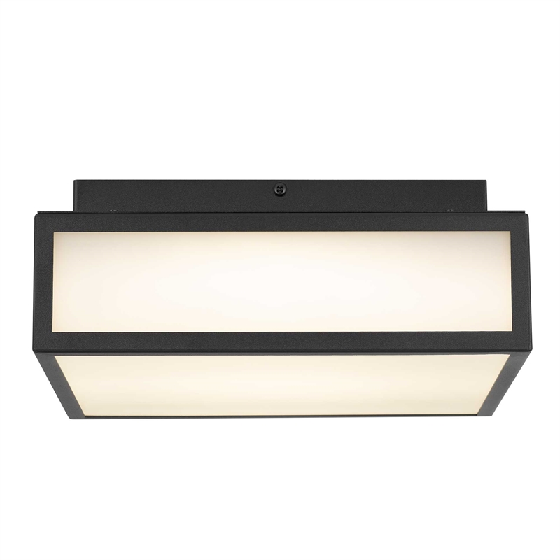 Bowery Hill Modern Stainless Steel 10-inch LED Outdoor Flush Mount in Black