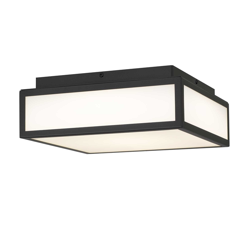 Bowery Hill Modern Stainless Steel 10-inch LED Outdoor Flush Mount in Black