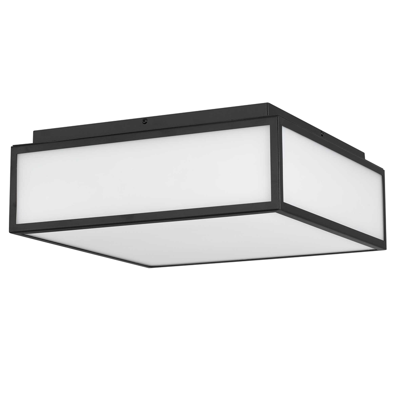 Bowery Hill Modern Stainless Steel 14-inch LED Outdoor Flush Mount in Black