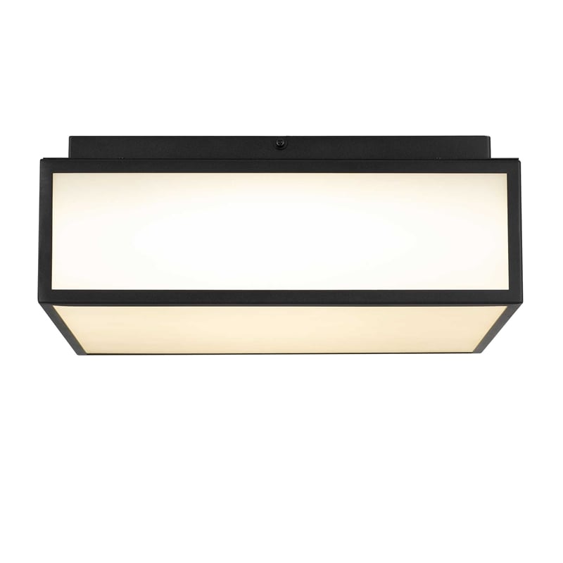Bowery Hill Modern Stainless Steel 14-inch LED Outdoor Flush Mount in Black