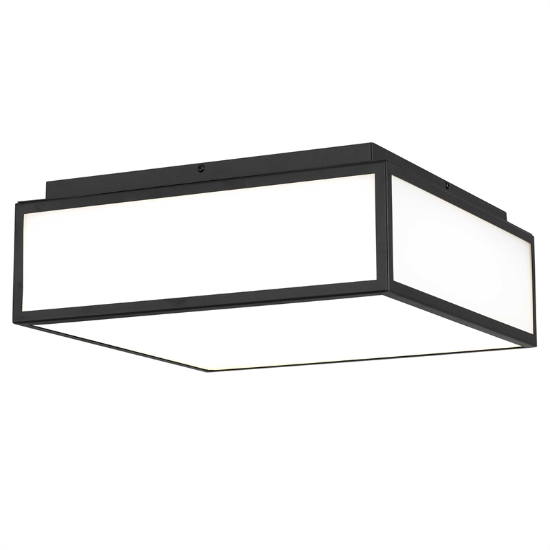 Bowery Hill Modern Stainless Steel 14-inch LED Outdoor Flush Mount in Black