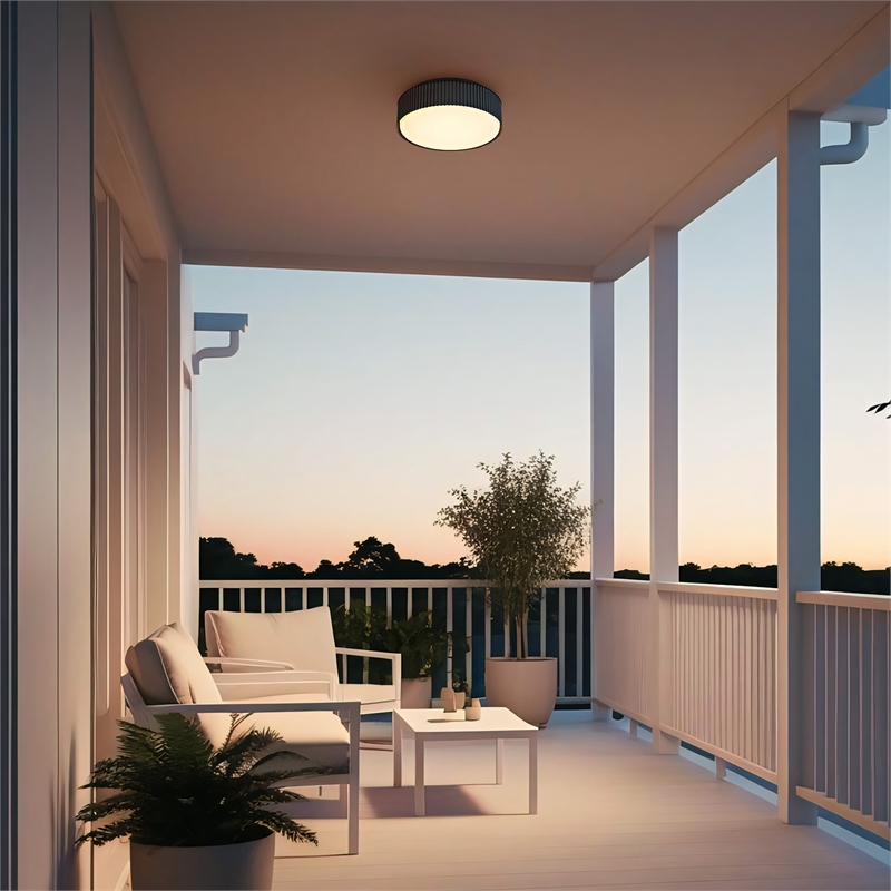 Bowery Hill Modern Aluminum Black 9-inch LED Outdoor Flush Mount