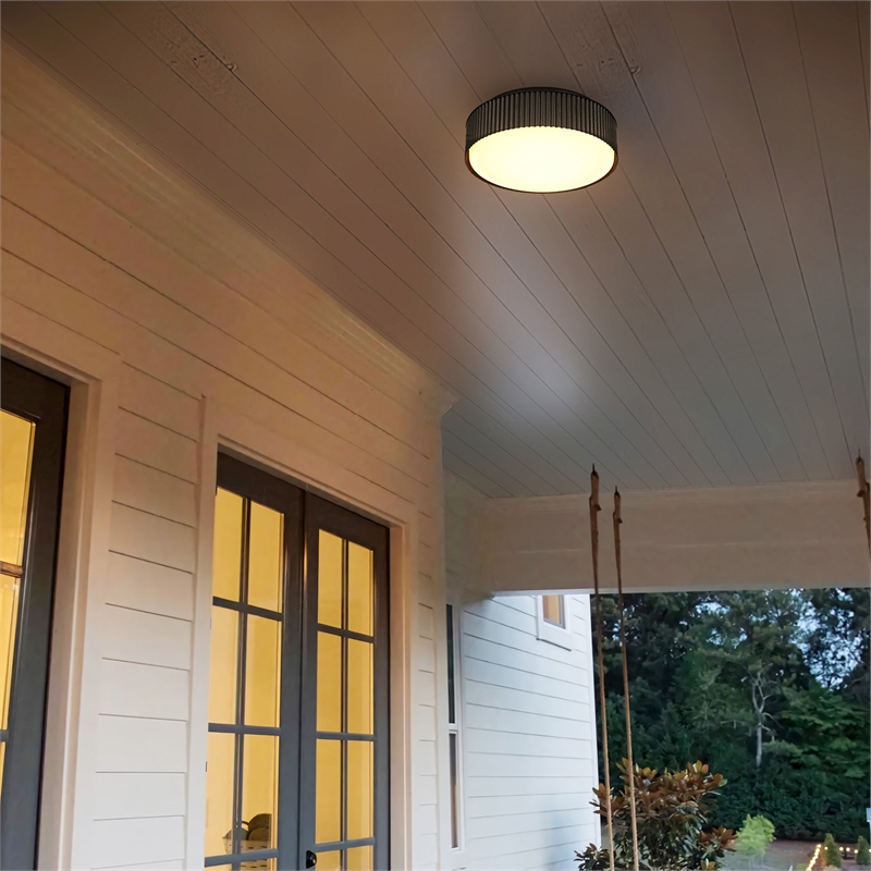 Bowery Hill Modern Aluminum Black 9-inch LED Outdoor Flush Mount