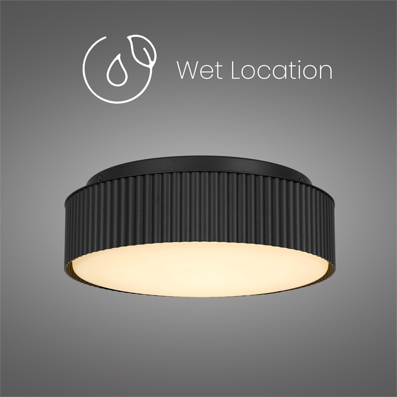 Bowery Hill Modern Aluminum Black 9-inch LED Outdoor Flush Mount