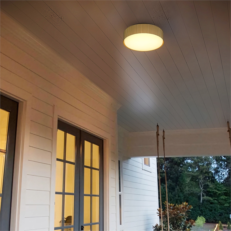 Bowery Hill Modern Aluminum Black 9-inch LED Outdoor Flush Mount