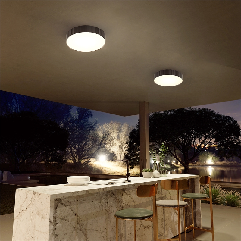 Bowery Hill Modern Aluminum Black 13-inch LED Outdoor Flush Mount