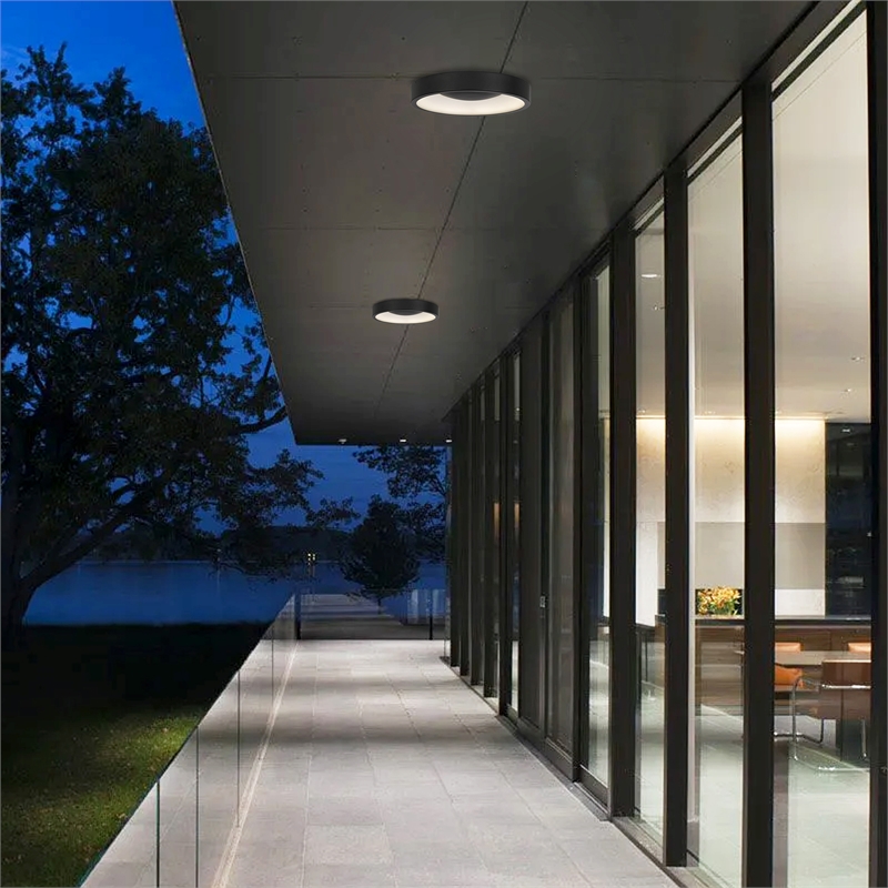 Bowery Hill Modern Aluminum Black 14-inch LED Outdoor Flush Mount