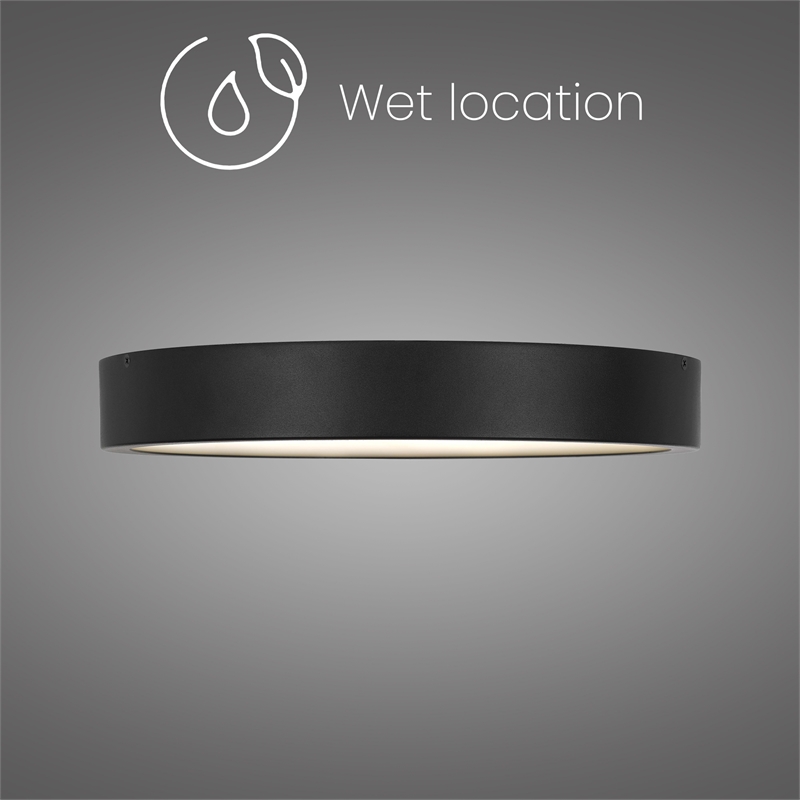 Bowery Hill Modern Aluminum Black 14-inch LED Outdoor Flush Mount