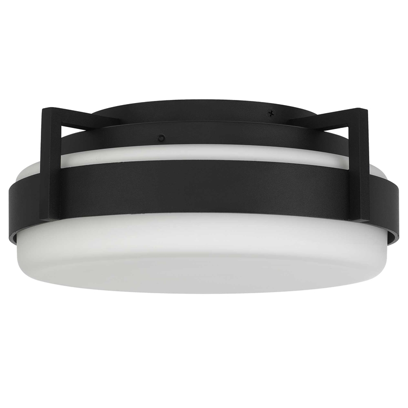 Bowery Hill Modern Aluminum 12-inch LED Outdoor Flush Mount in Black