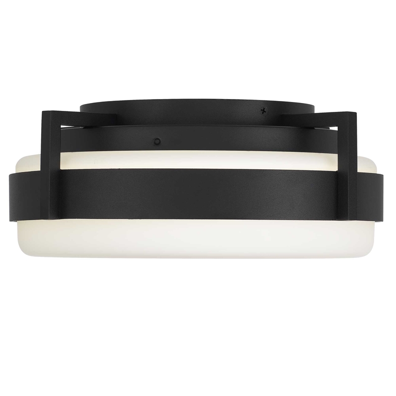 Bowery Hill Modern Aluminum 12-inch LED Outdoor Flush Mount in Black