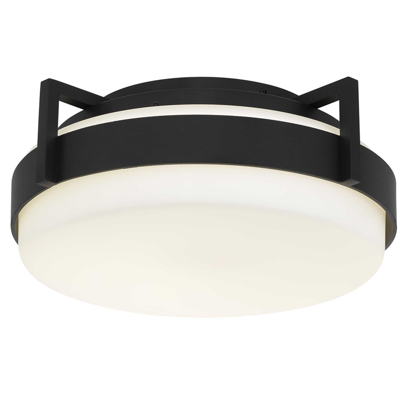 Bowery Hill Modern Aluminum 12-inch LED Outdoor Flush Mount in Black