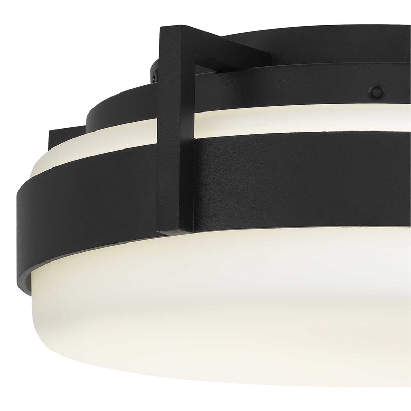 Bowery Hill Modern Aluminum 12-inch LED Outdoor Flush Mount in Black