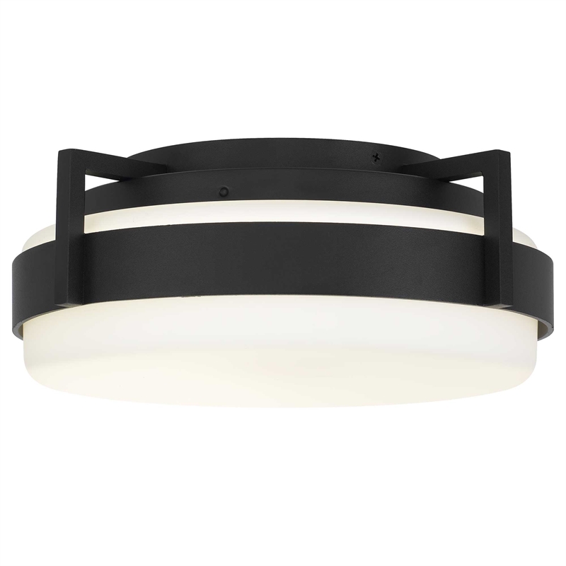 Bowery Hill Modern Aluminum 12-inch LED Outdoor Flush Mount in Black