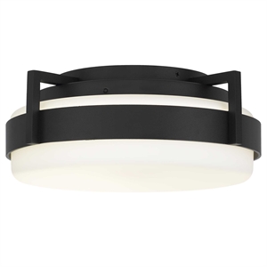 Bowery Hill Modern Aluminum 12-inch LED Outdoor Flush Mount in Black