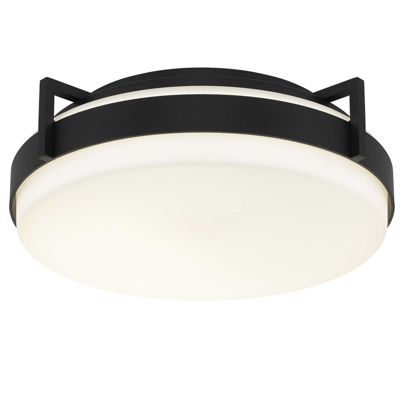 Bowery Hill Modern Aluminum 15-inch LED Outdoor Flush Mount in Black