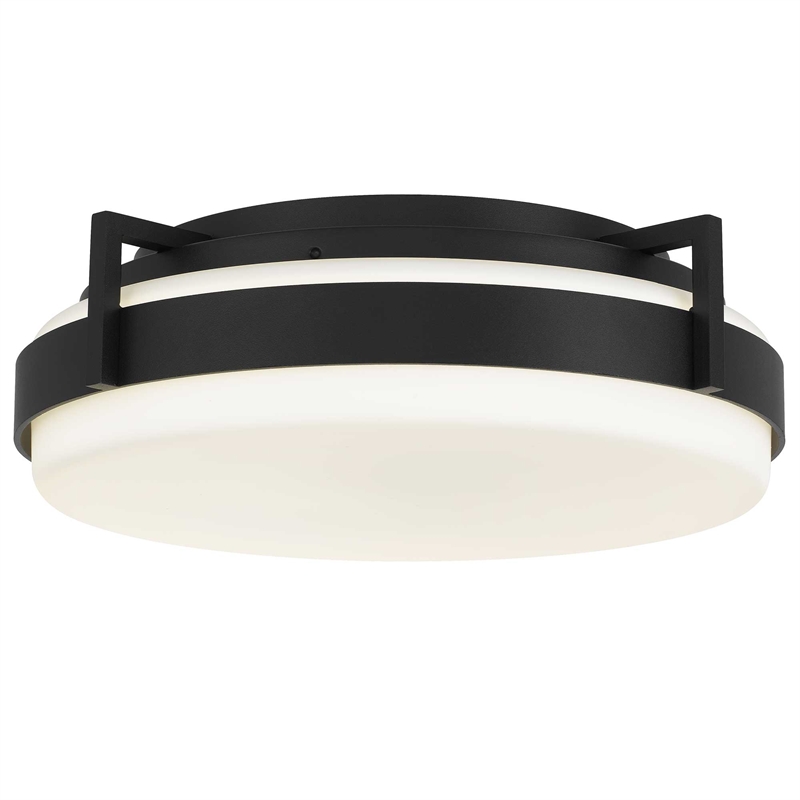 Bowery Hill Modern Aluminum 15-inch LED Outdoor Flush Mount in Black