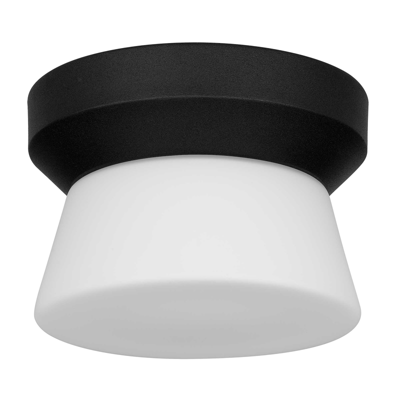 Bowery Hill Modern Aluminum 7-inch LED Outdoor Flush Mount in Black