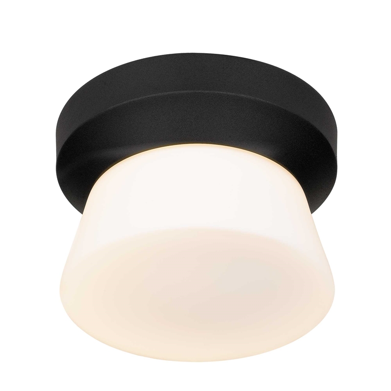 Bowery Hill Modern Aluminum 7-inch LED Outdoor Flush Mount in Black