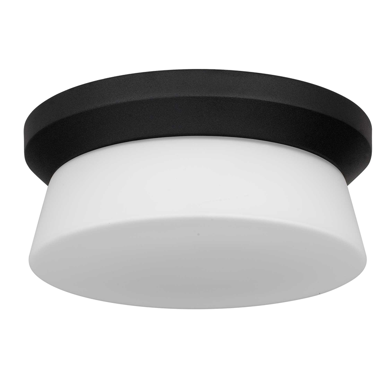 Bowery Hill Modern Aluminum 11-inch LED Outdoor Flush Mount in Black
