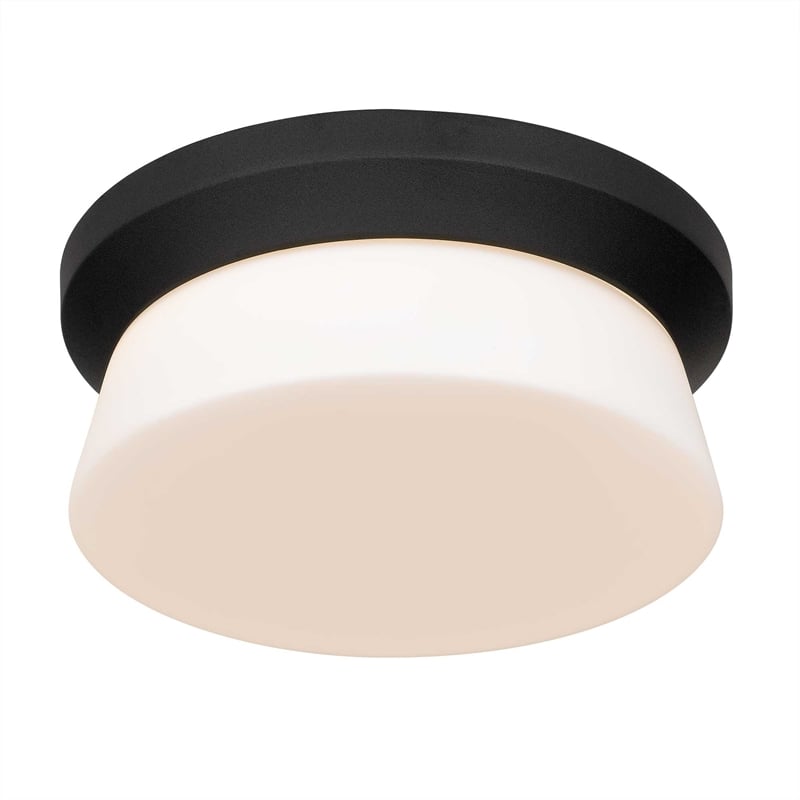 Bowery Hill Modern Aluminum 11-inch LED Outdoor Flush Mount in Black